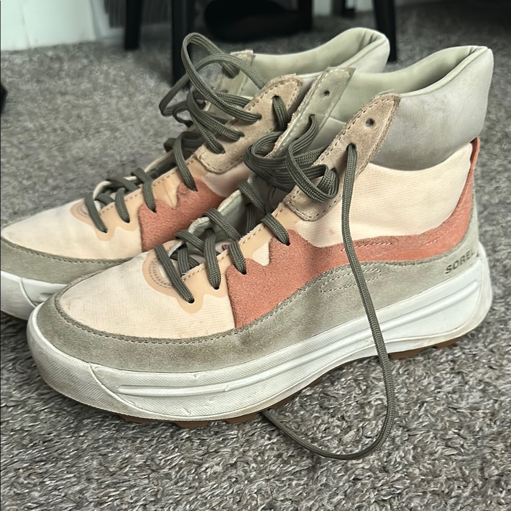 Sorel Cream Tan High-Top Sneakers